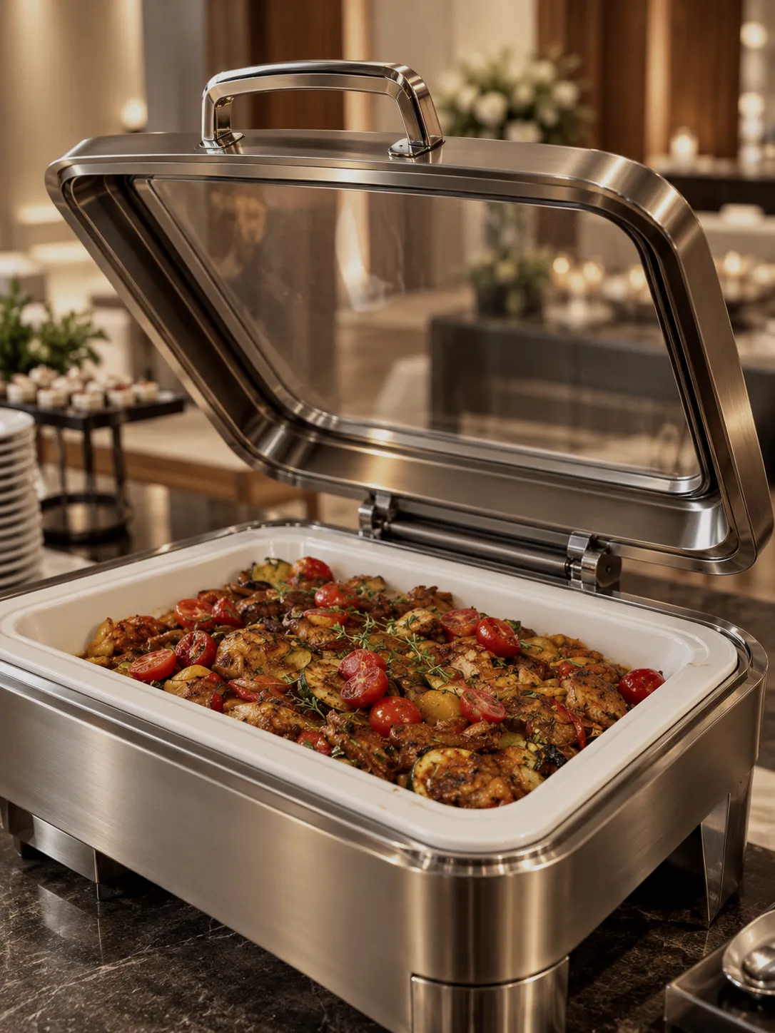 Meleg fogás INOX tálalóedényben